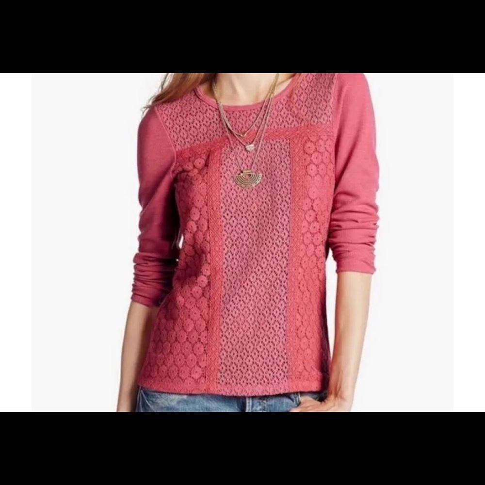 NWOT, Lucky Brand, lace-front, long-sleeved shirt.